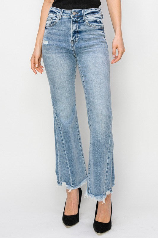 Leg Seam Line Ankle Flare Jeans