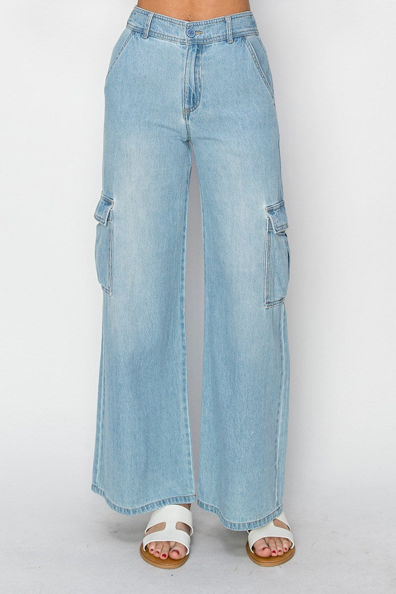 HIGH RISE WIDE CARGO JEANS