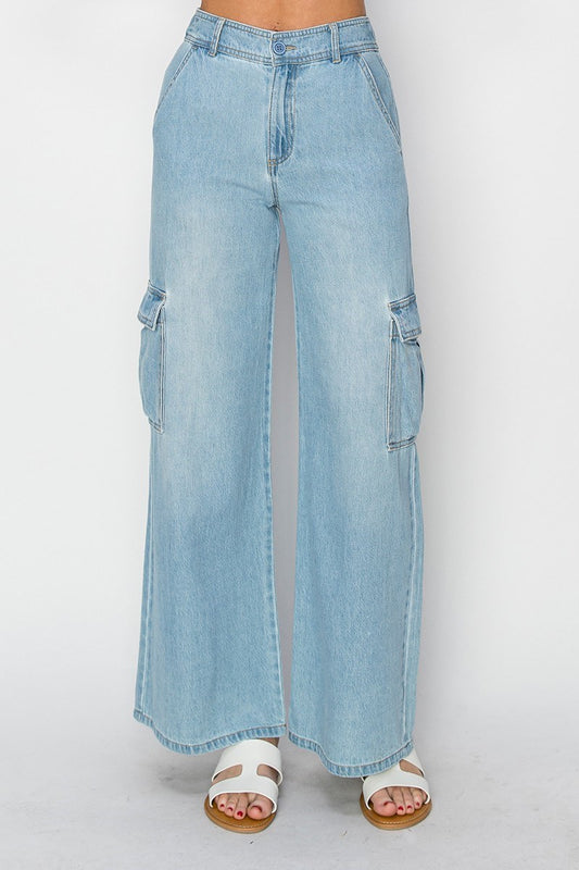 HIGH RISE WIDE CARGO JEANS