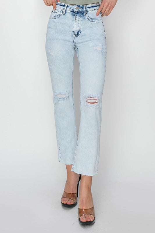 Acid Wash Raw Hem Jeans