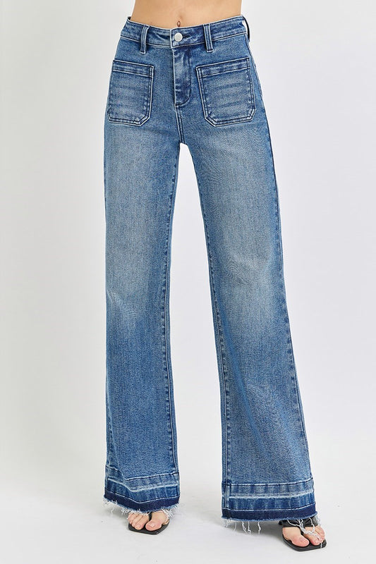 Front Pocket Raw Hem Jeans