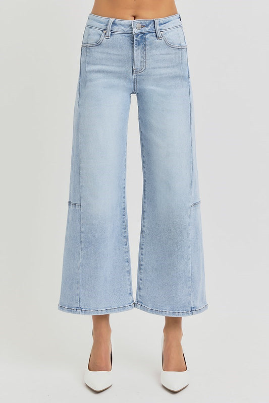 Light Wash Cropped Seamed Detail Jeans