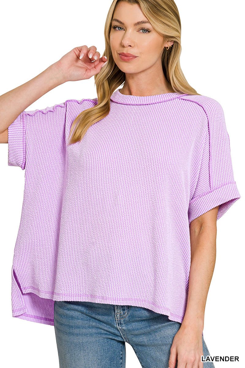 Round Neck Ribbed Top