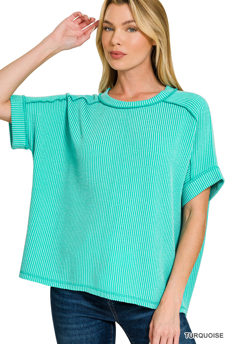 Round Neck Ribbed Top