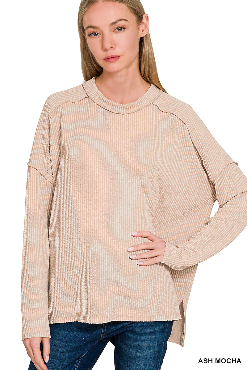 Ribbed Boat Neck Top