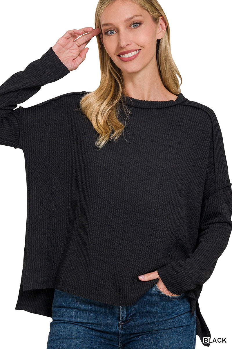 Ribbed Boat Neck Top