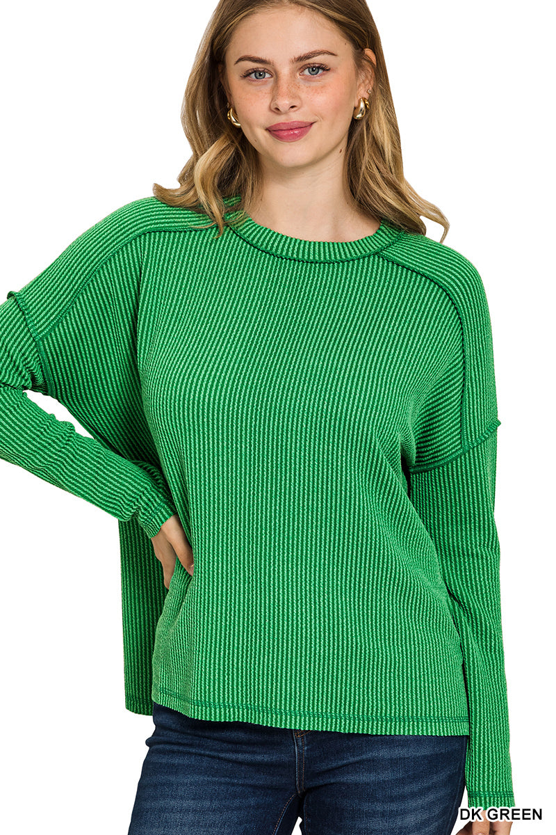 Ribbed Boat Neck Top