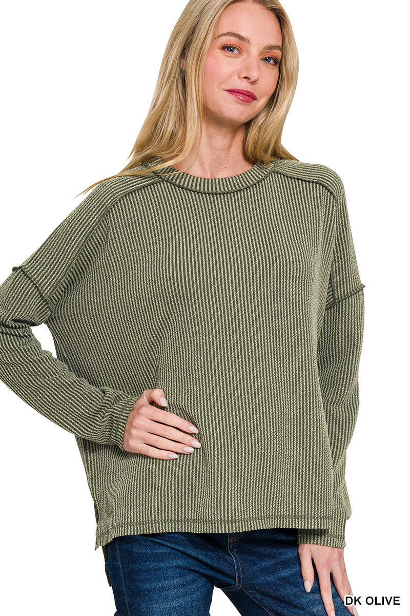 Ribbed Boat Neck Top