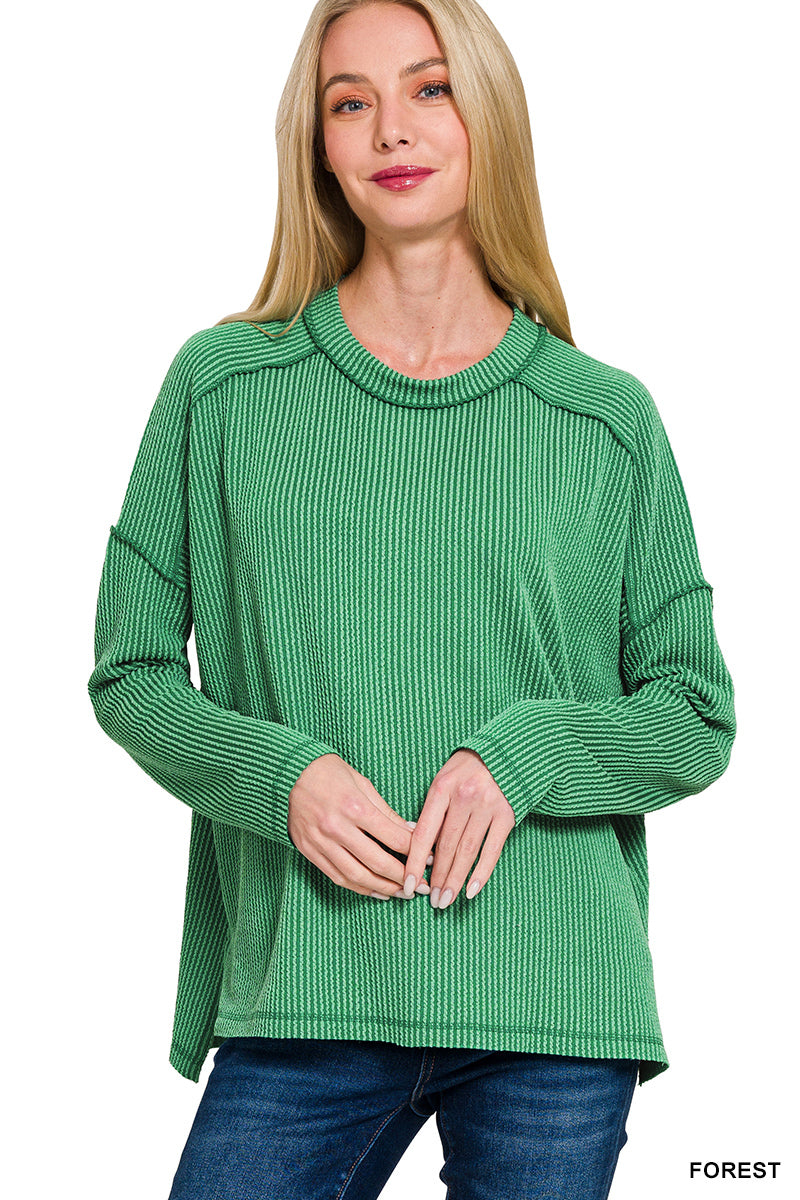 Ribbed Boat Neck Top