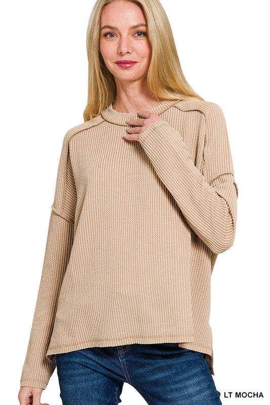 Ribbed Boat Neck Top
