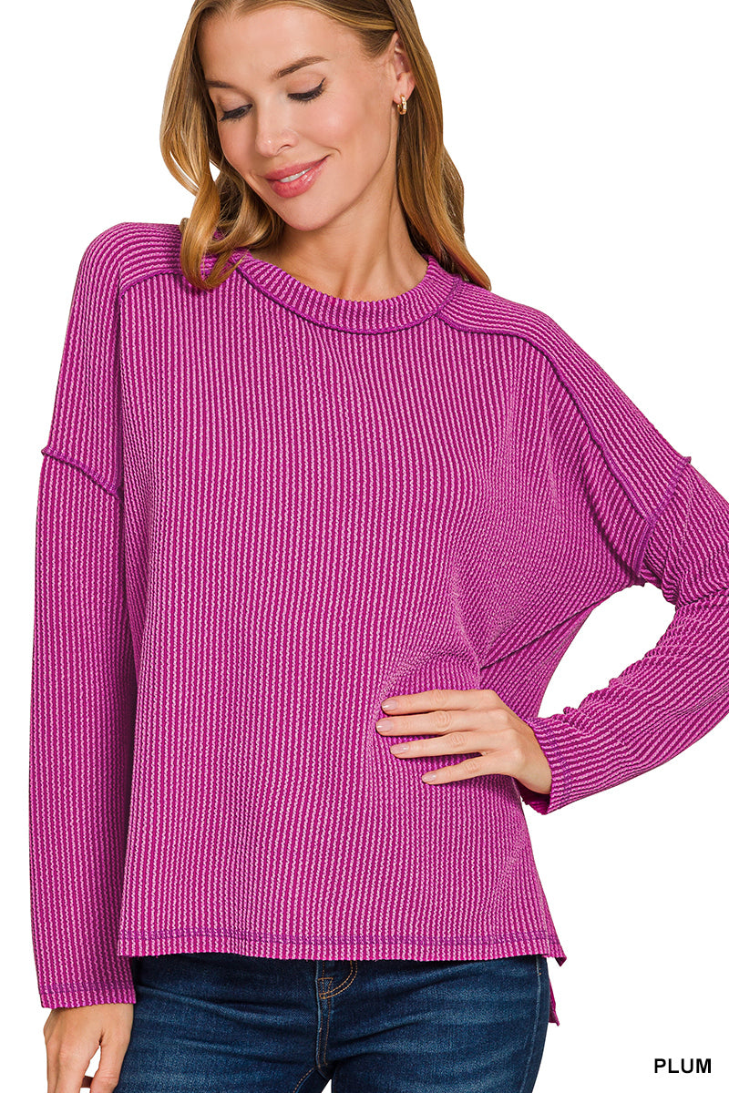 Ribbed Boat Neck Top