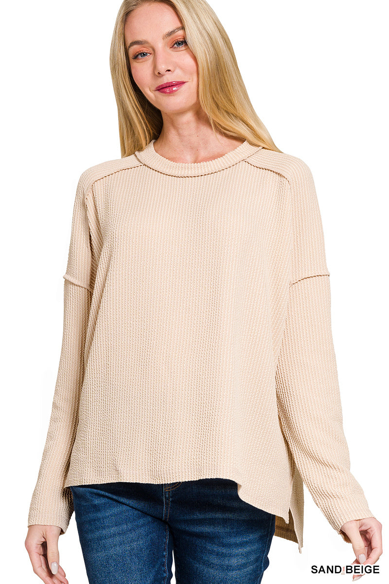 Ribbed Boat Neck Top