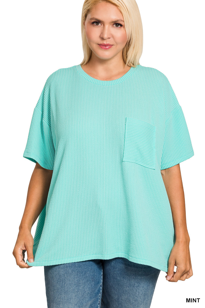 Plus Ribbed Pocket Top