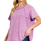 Acid Wash Round Neck Top