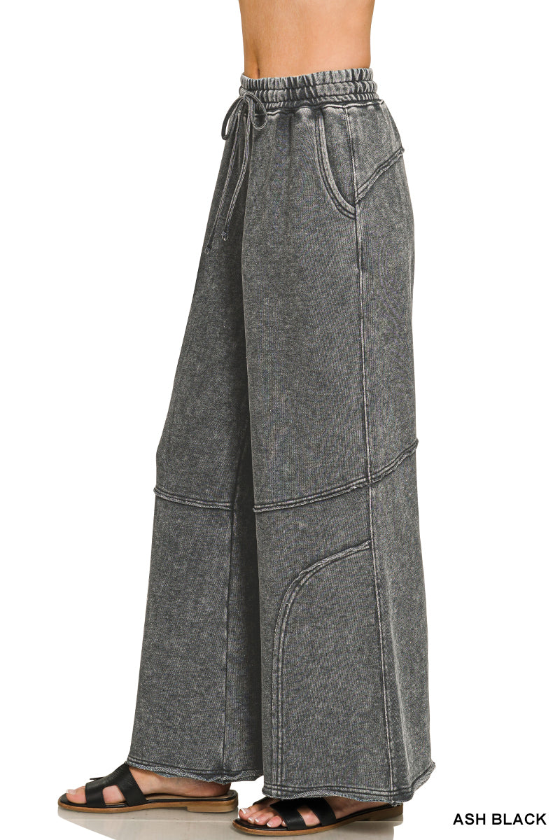 French Terry Washed Flare Pants