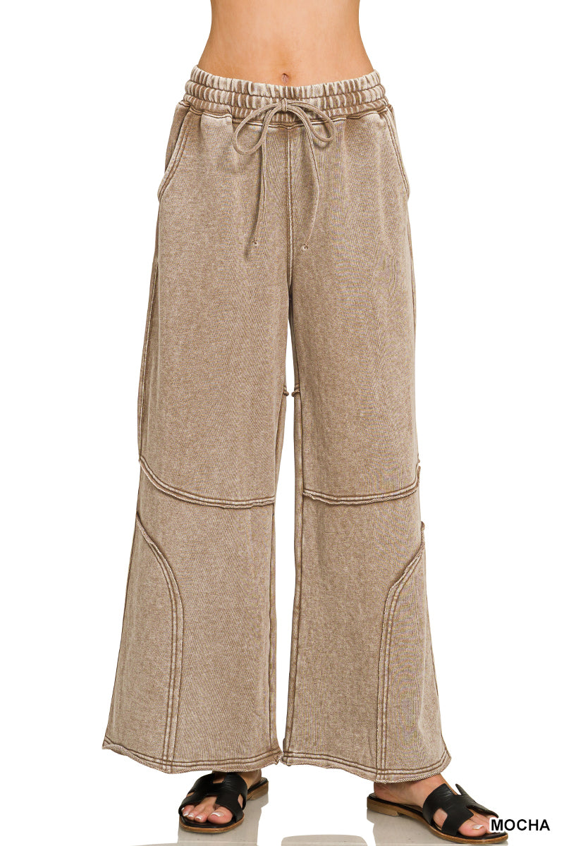 French Terry Washed Flare Pants