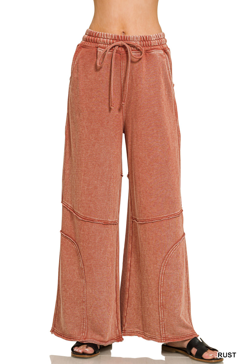 French Terry Washed Flare Pants
