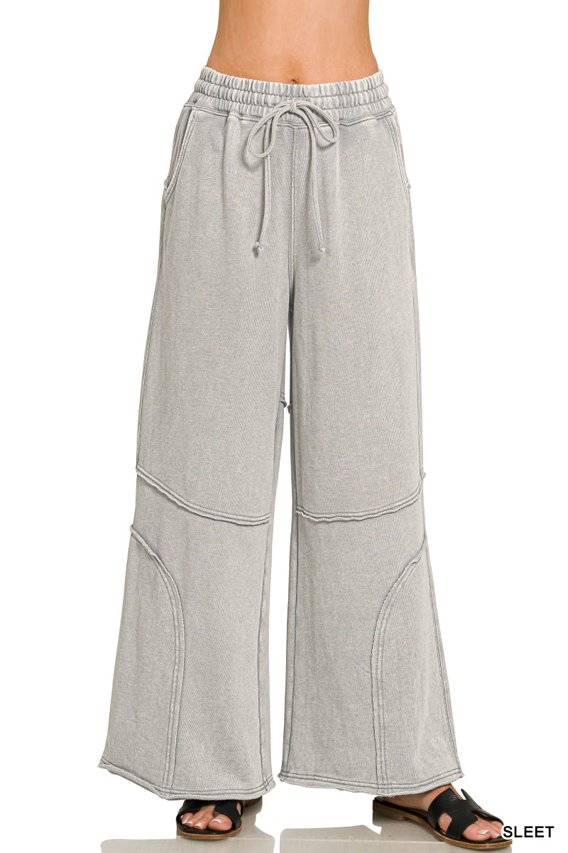 French Terry Washed Flare Pants