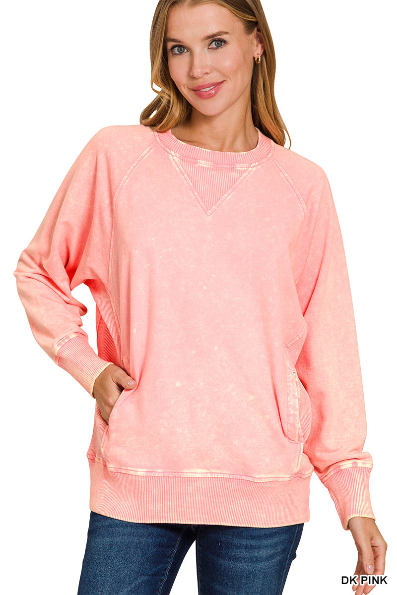 Acid Wash French Terry Pullover
