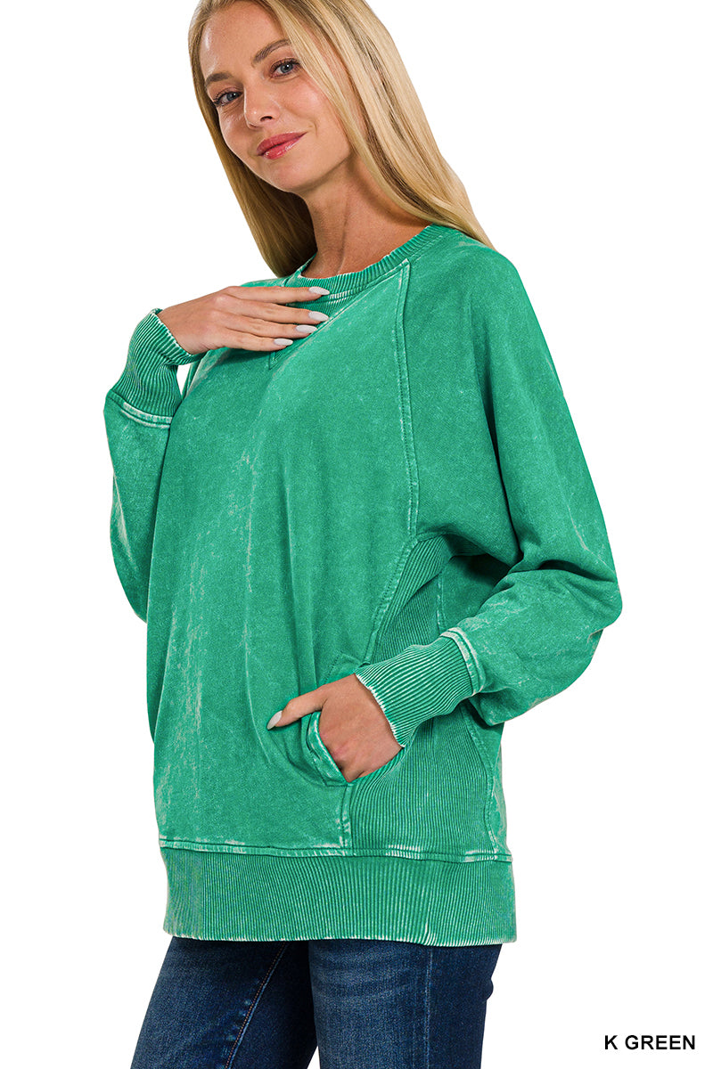 Acid Wash French Terry Pullover