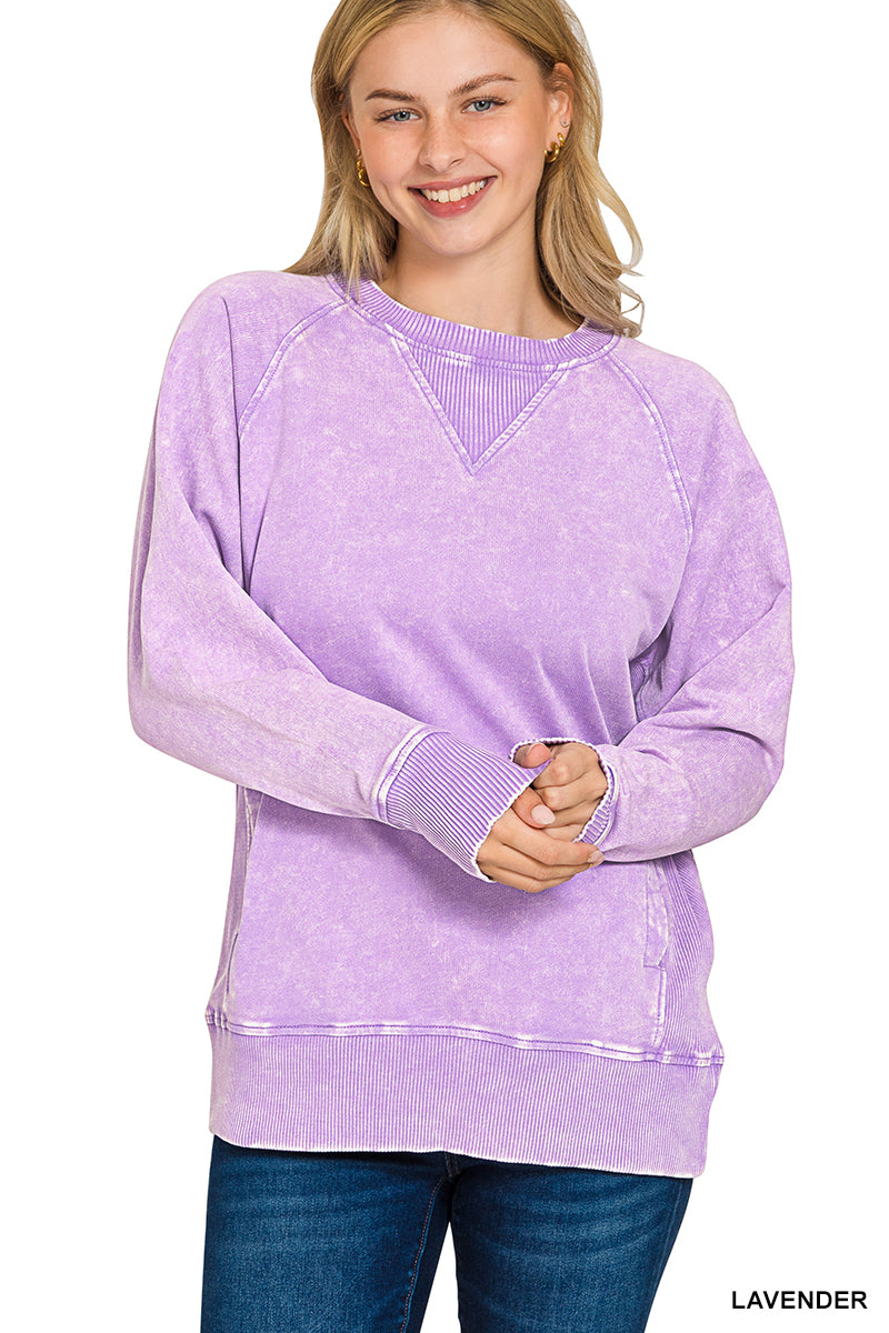 Acid Wash French Terry Pullover