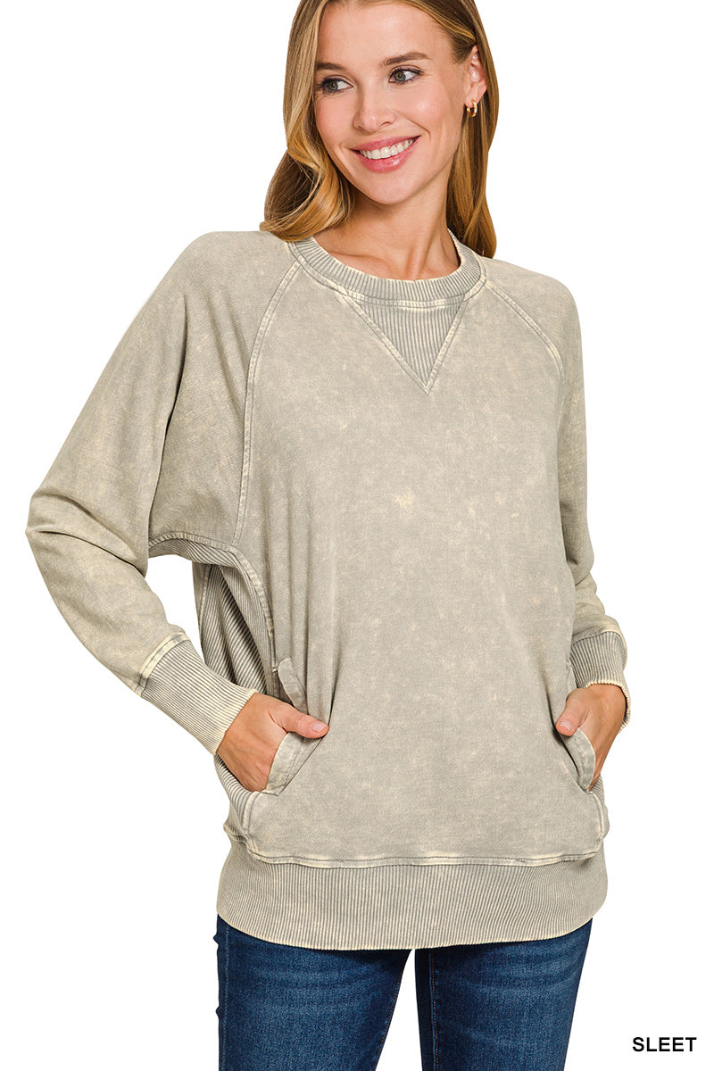 Acid Wash French Terry Pullover