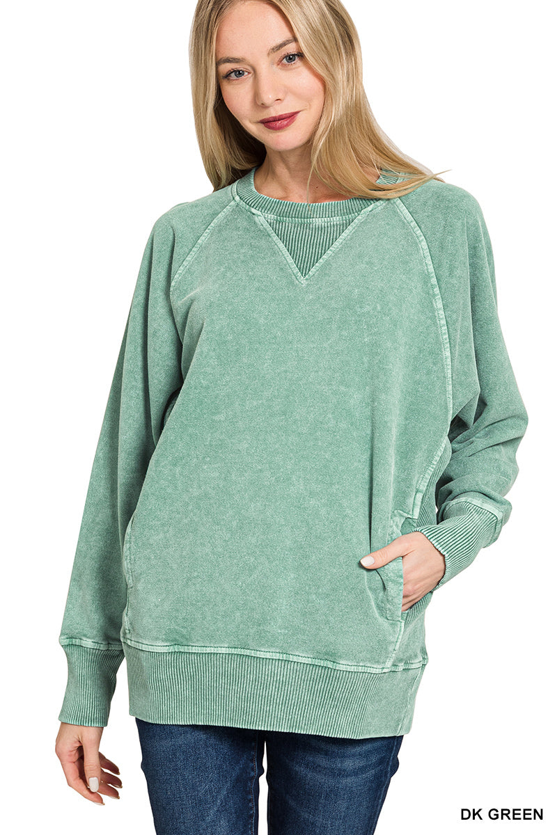 Acid Wash Pullover With Pockets