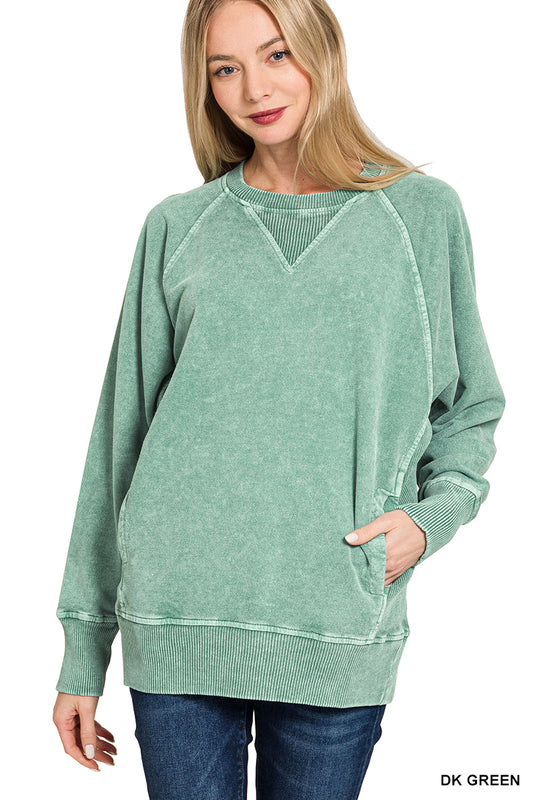 Acid Wash Pullover With Pockets