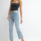 DP674 - LT - High Rise Crop Flare w/ Distressed Hem