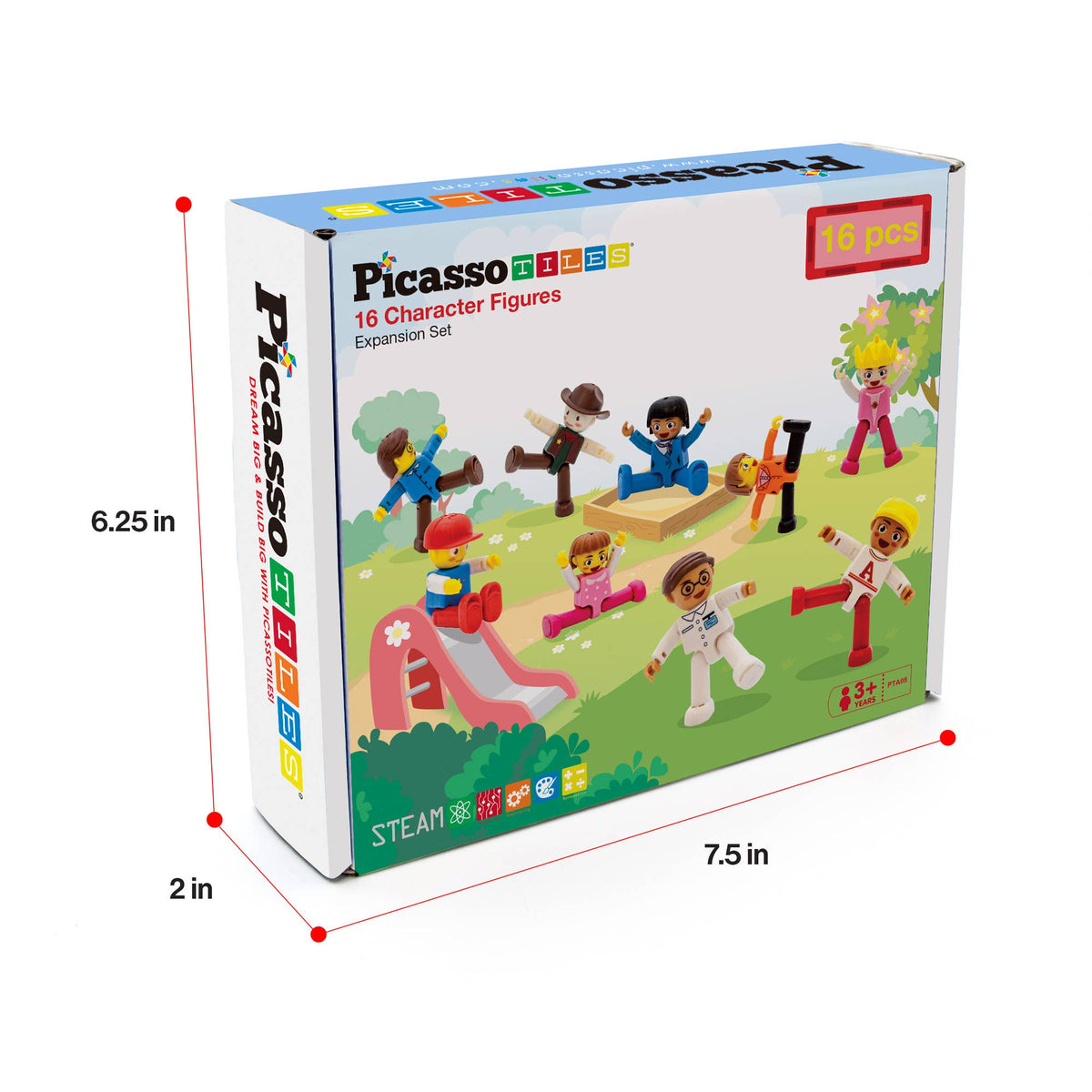 PicassoTiles 16pc Magnetic Tile Characters