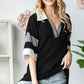 BASIC COLLAR URBAN RIBBED CONTRAST TOP