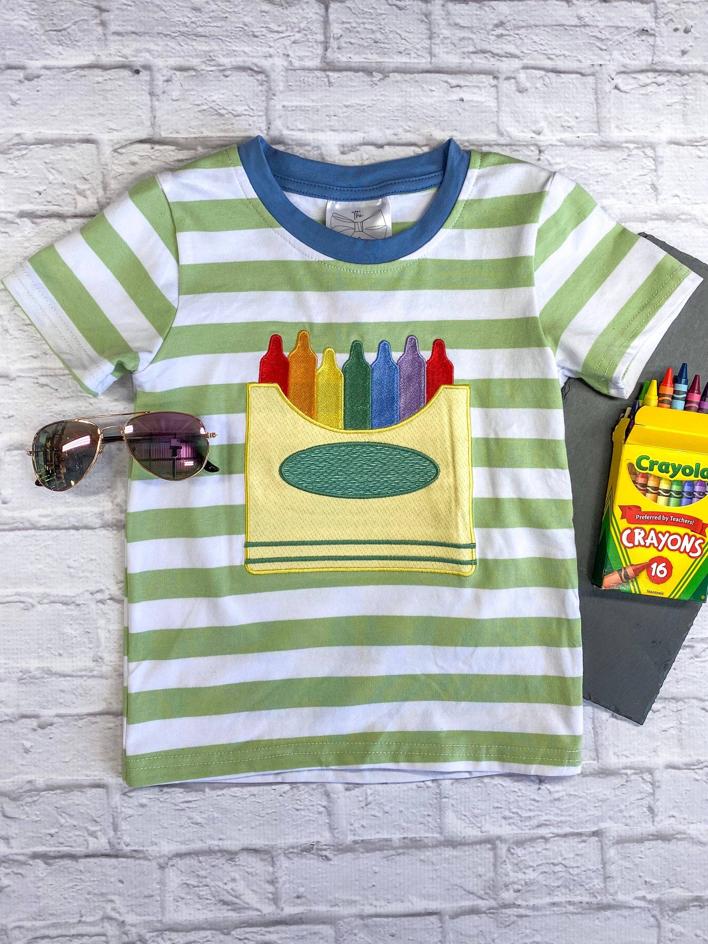 Crayons & Green Stripes Boy's Top