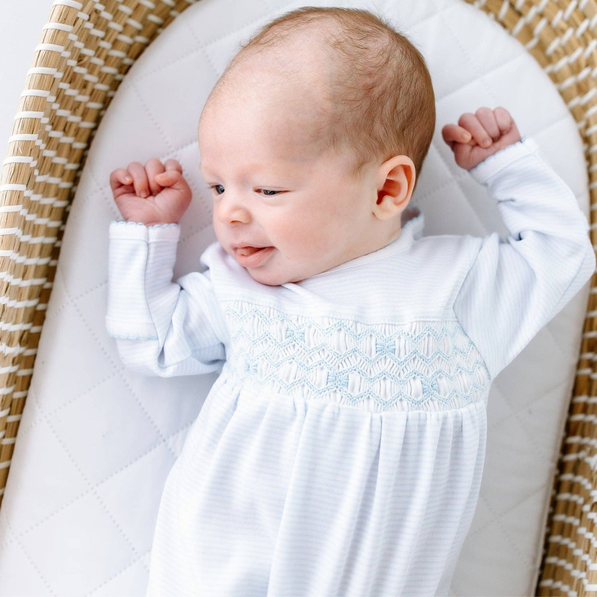 Jacob Smocked Footie - Light Blue