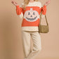 Pumpkin Appliqué Color Block Pullover