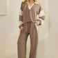 LONG SLEEVE MANDARIN COLLAR SOLID CONTRAST TOP