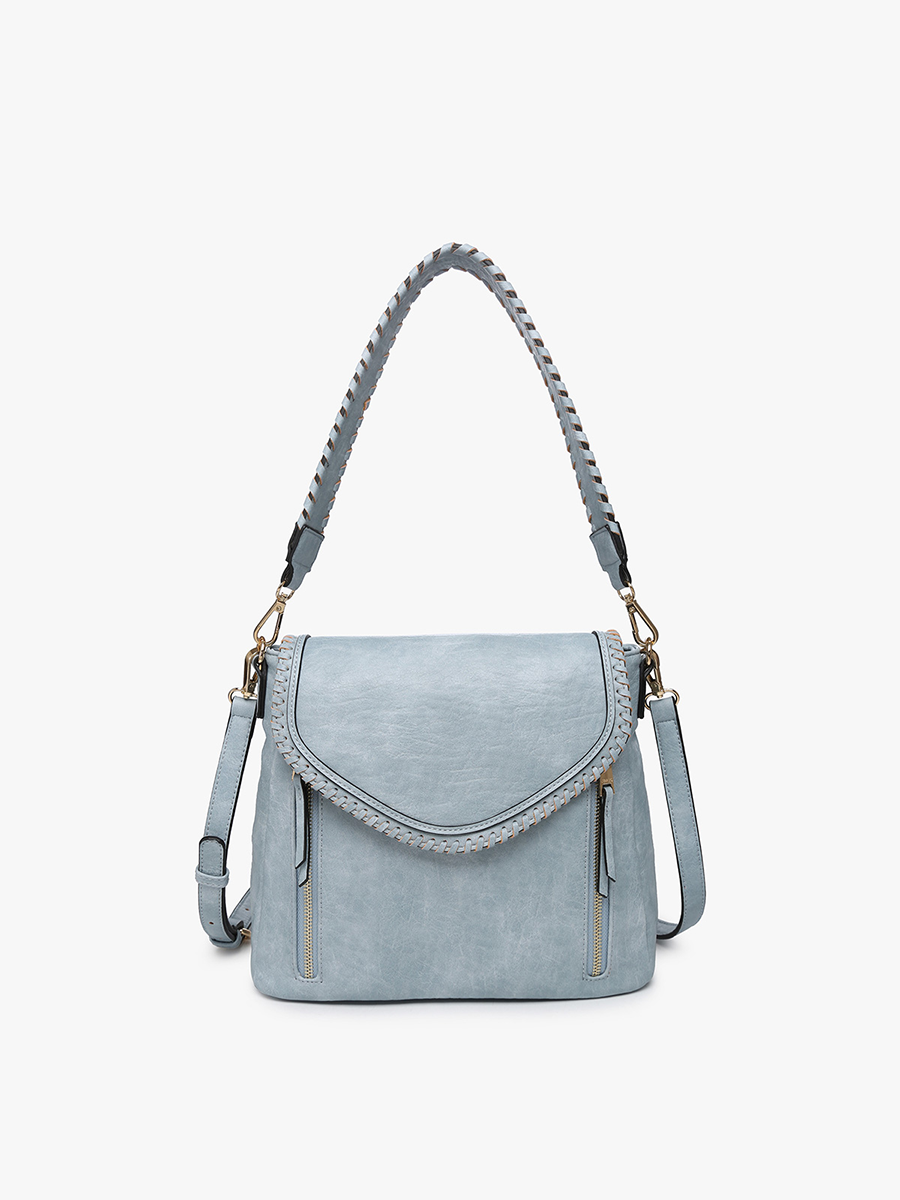 Lorelei Double Zip Whipstitch Trim Crossbody