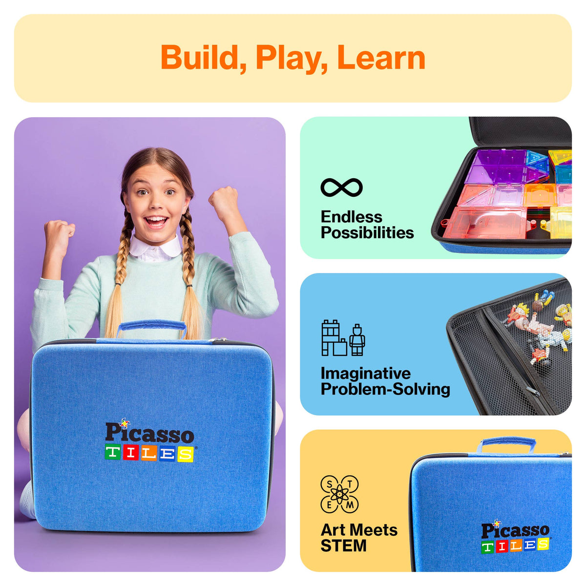 PicassoTiles Magnetic Tiles Medium Storage Case