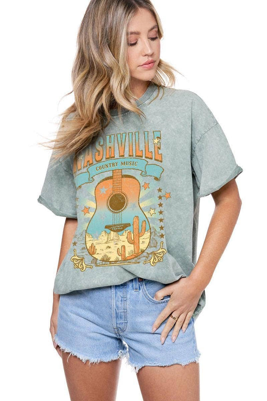 Nashville Country Music Graphic S/S Mineral Washed Tee