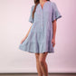 ND31579-Mineral Washed Baby Bell Sleeve Woven Mini Dress