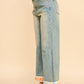 CROCHET TRIM STRAIGHT LEG DENIM JEANS