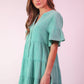 ND31579X-PLUS SIZE Mineral Washed Woven Mini Dress