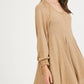 Drawstring Cuff Knit Babydoll Dress LD0804