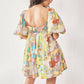 PLUS FLORAL PUFF SHORT SLEEVE BABYDOLL MINI DRESS