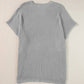 Gray Short Sleeve Side Slit Oversized Sweater