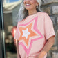 Light Pink Eyelet Lace Star Applique Plus Size T Shirt
