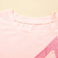 Light Pink Eyelet Lace Star Applique Plus Size T Shirt