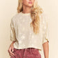 FLORAL RUFFLE SHORT SLEEVE BABYDOLL MESH TOP