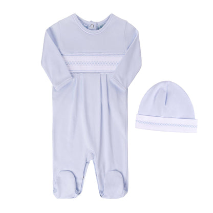 Baby Boy`s Smocked Argyle Romper with Hat