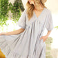 V-Neck Striped 100% Cotton Tiered Woven Dress VD81038