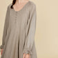 Drawstring Cuff Knit Babydoll Dress LD0804